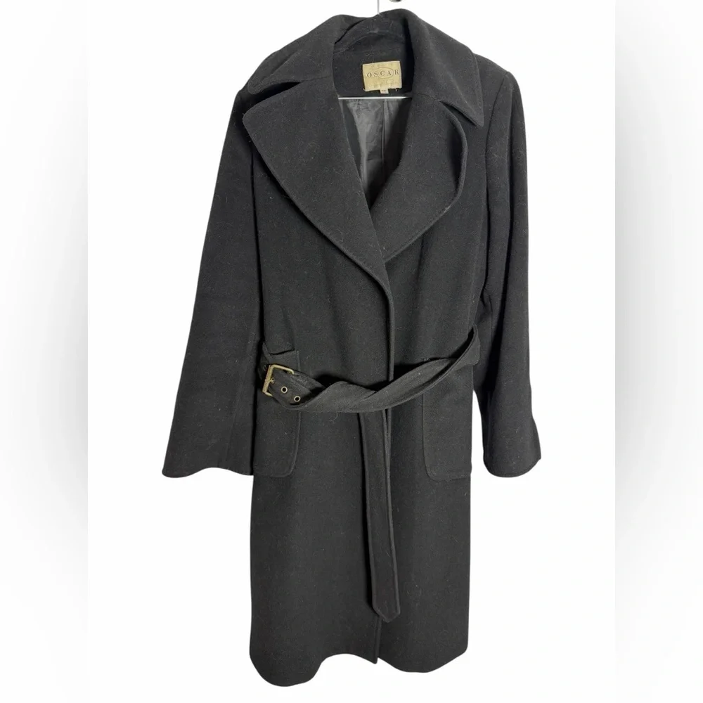 Oscar de la Renta Black Women's Trench Coat - Elevated Streetwear - Size 8 - Picture 2 of 5